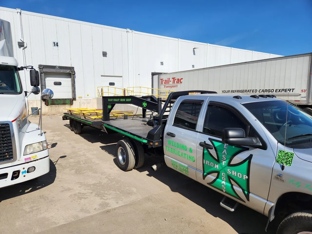Industrial vehicle in loading dock area